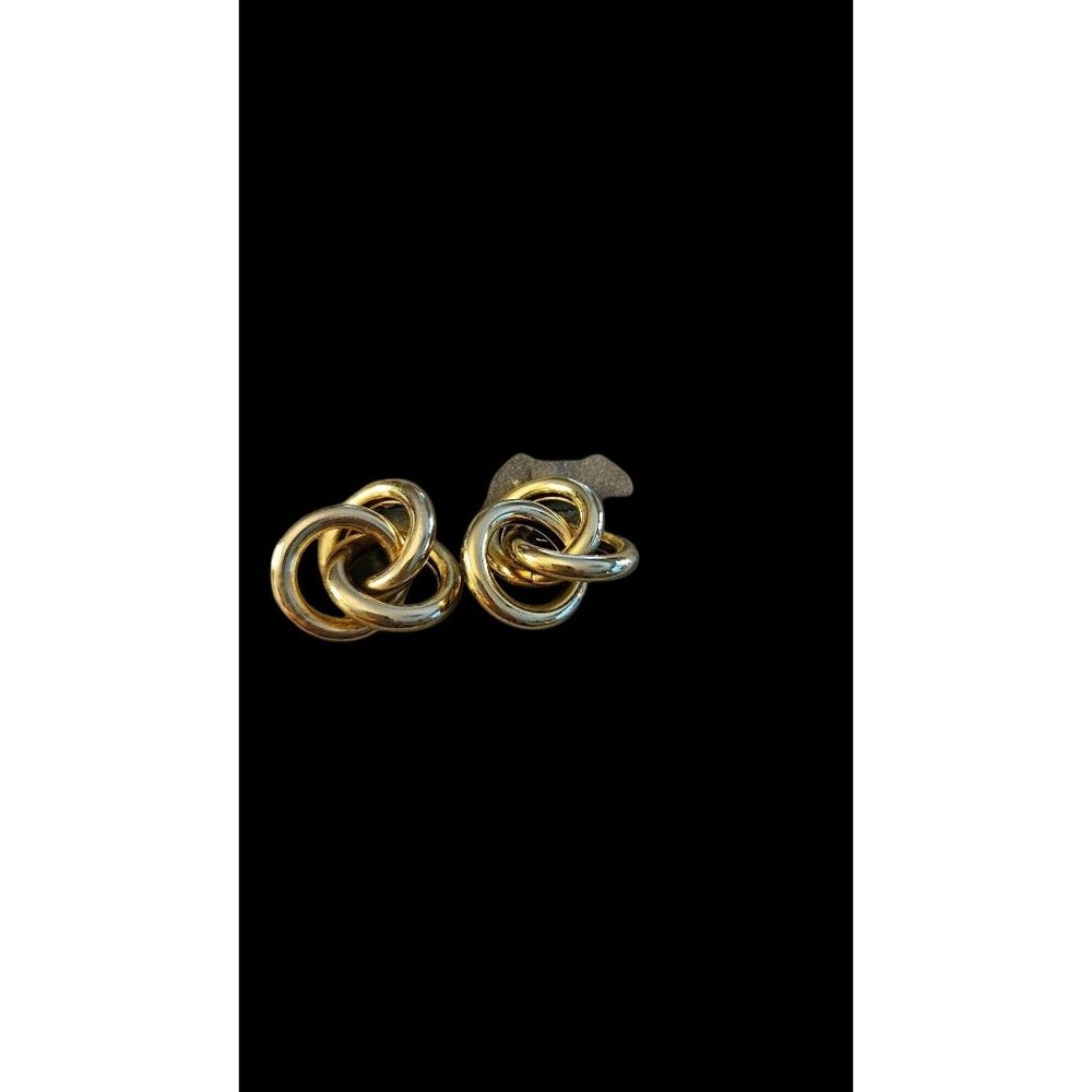 Vintage Gold Tone Earrings Celtic Love Knot Eternity Infinity Stud Post